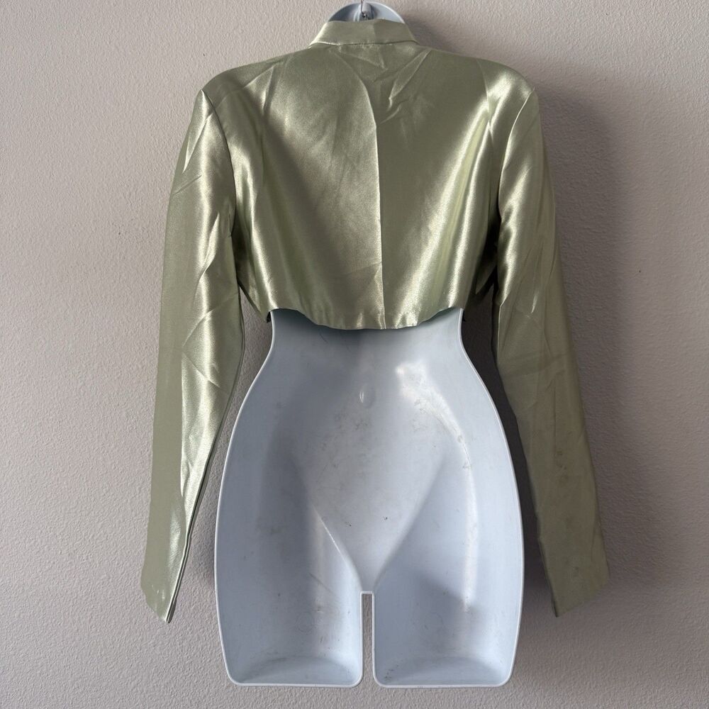 Vintage Scott McClintock Bolero Shrug Jacket Women’s 12 Sage Green Satin Glam - Picture 2 of 7